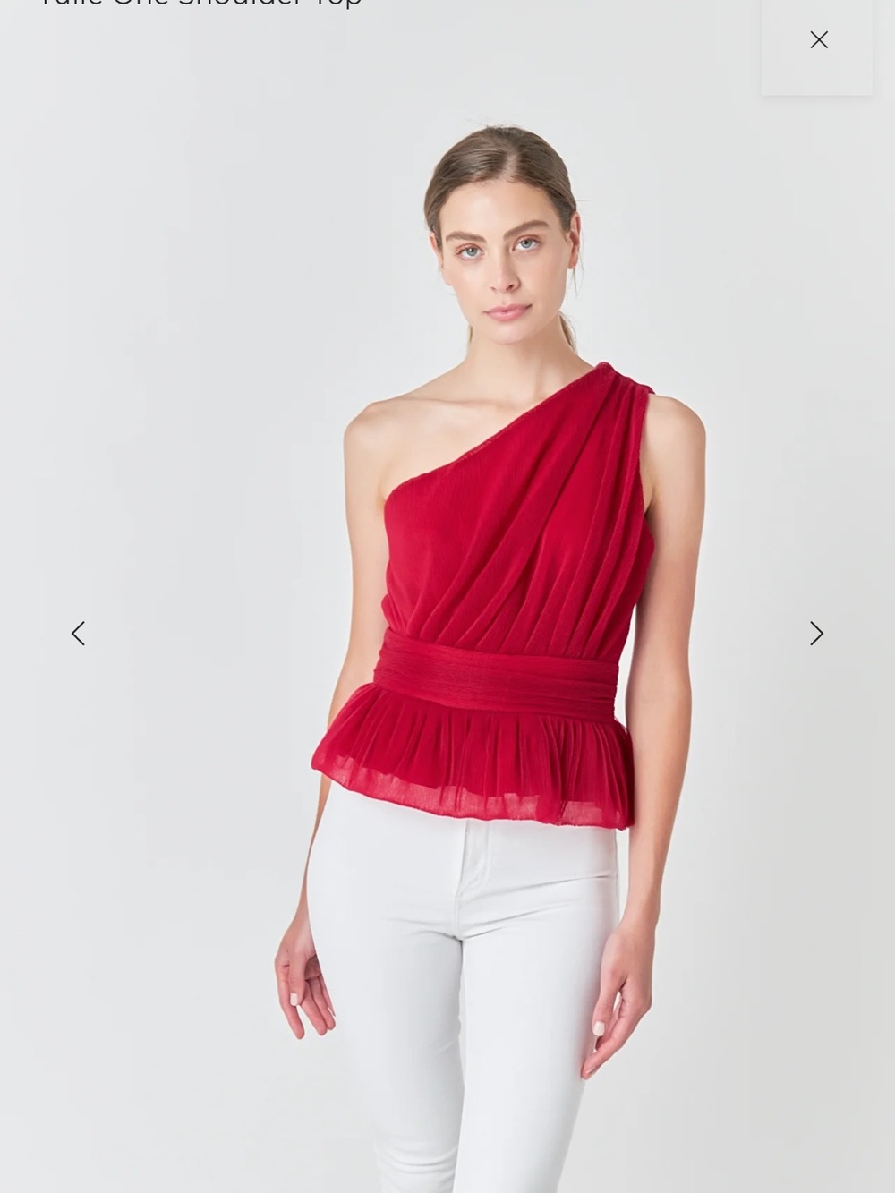 Endless Rose One-Shoulder Red Peplum Tulle Top
